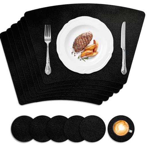 6枚ランチョンマットとコースターセット高質PVCレザー和風トおしゃれ華やか飾り清潔しやすい丸洗いOK撥..