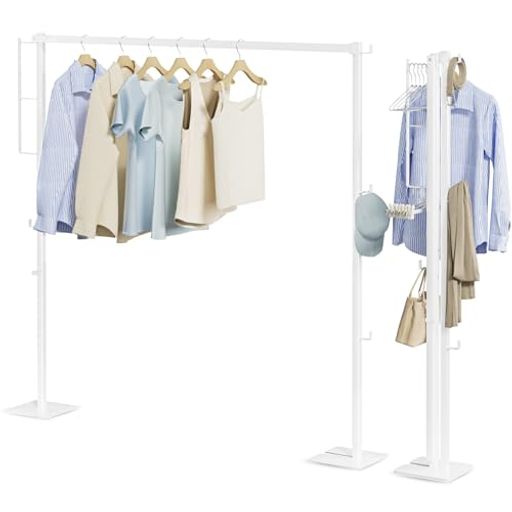 JAUREE物干しスタンド室内折りたたみ式洗濯物干し・布団干しスペース節約コンパクト収納簡単組み立て服用乾燥ラックホワイト