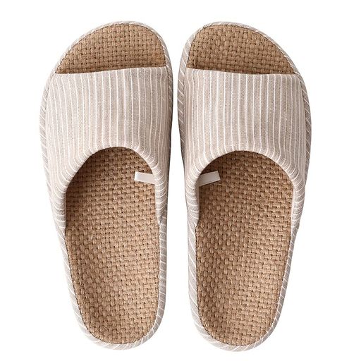 [YAKIDA]人間工学デザインスリッパ室内夏用麻ルームシューズ室内履き静音軽量前開き滑り止めメンズレデ..