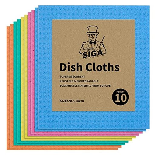MR.SIGA再利用可能な食器拭きタオル、キッチン用セルローススポンジクロス、強力吸水、マルチカラー(計..