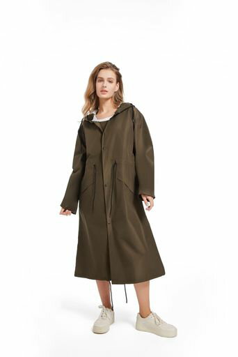 [SATiNU]レインコートメンズレディースレインバイザーレインウェア自転車バイクレインポンチョロング丈大きい防水防風雨具カッパ超撥水梅雨対策豪雨対応軽量男女兼用(アーミーグリーン)