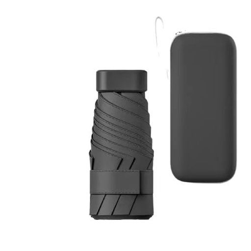 晴雨两用遮陽傘防uvコンパクトで携帯に便利収納ケース付き太陽傘(ブラック)