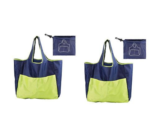 Handbag Type - [Natiform]エコバッグ2枚入大容量折りたたみエコバック肩掛け大きめ(緑青*2)