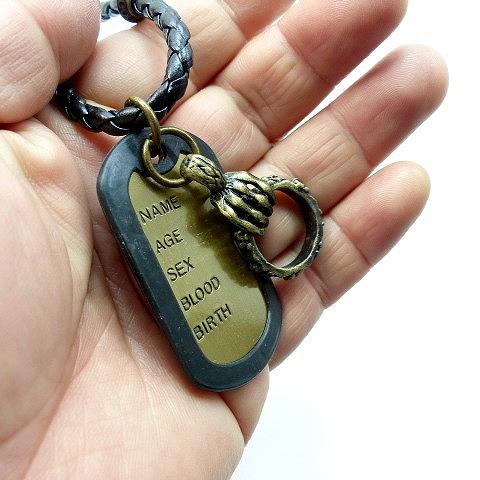 在庫処分 ドッグタグプレート メンズチョーカー 手の骨とリング ACD-010 メンズネ...