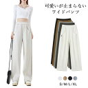 送料無料 ワイドパンツ ボトムス ズボン ハイウエスト 美脚 さらてろ パンツ レディース ウエストゴム 楽ちん ゆったり 大きめ 体型カバー 春 夏 秋 おし...