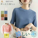 2点購入で800円オフクーポンあり♪ 送料無料 レディース サマーニット 新色 夏新作 ニット vネック クルーネック 半袖ニット おしゃれ ゆったり 女性 冷房対策 UV対策 薄手 可愛い ファション リブ編みニット トップス 5分袖 春夏 プルオーバー 2タイプ フリーサイズ
