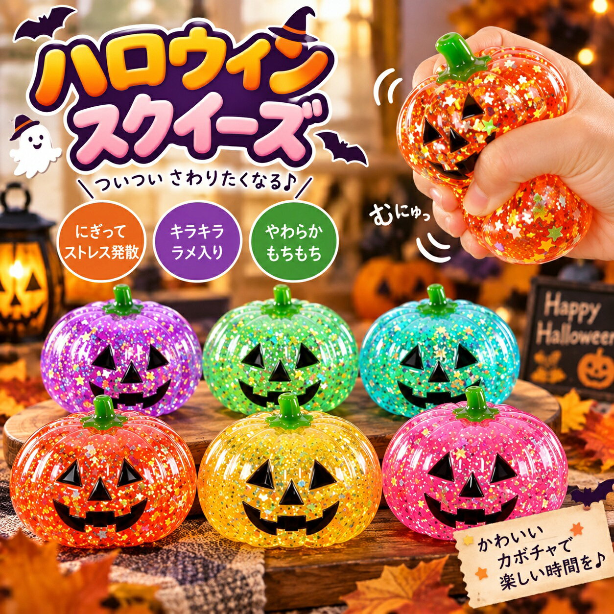 ハロウィン 水感スクイ一ズ 25種類 可愛い 低反発 おもちゃ もちもち 癒し 減圧 握る 柔らかい もちとろ 水感 粘着 触り心地 バッグチャーム弾力性抜群 おしゃれ 子供 男の子 女の子 ゲーム ギフト happypro-10008835 ハッピープロ サンプル画像2