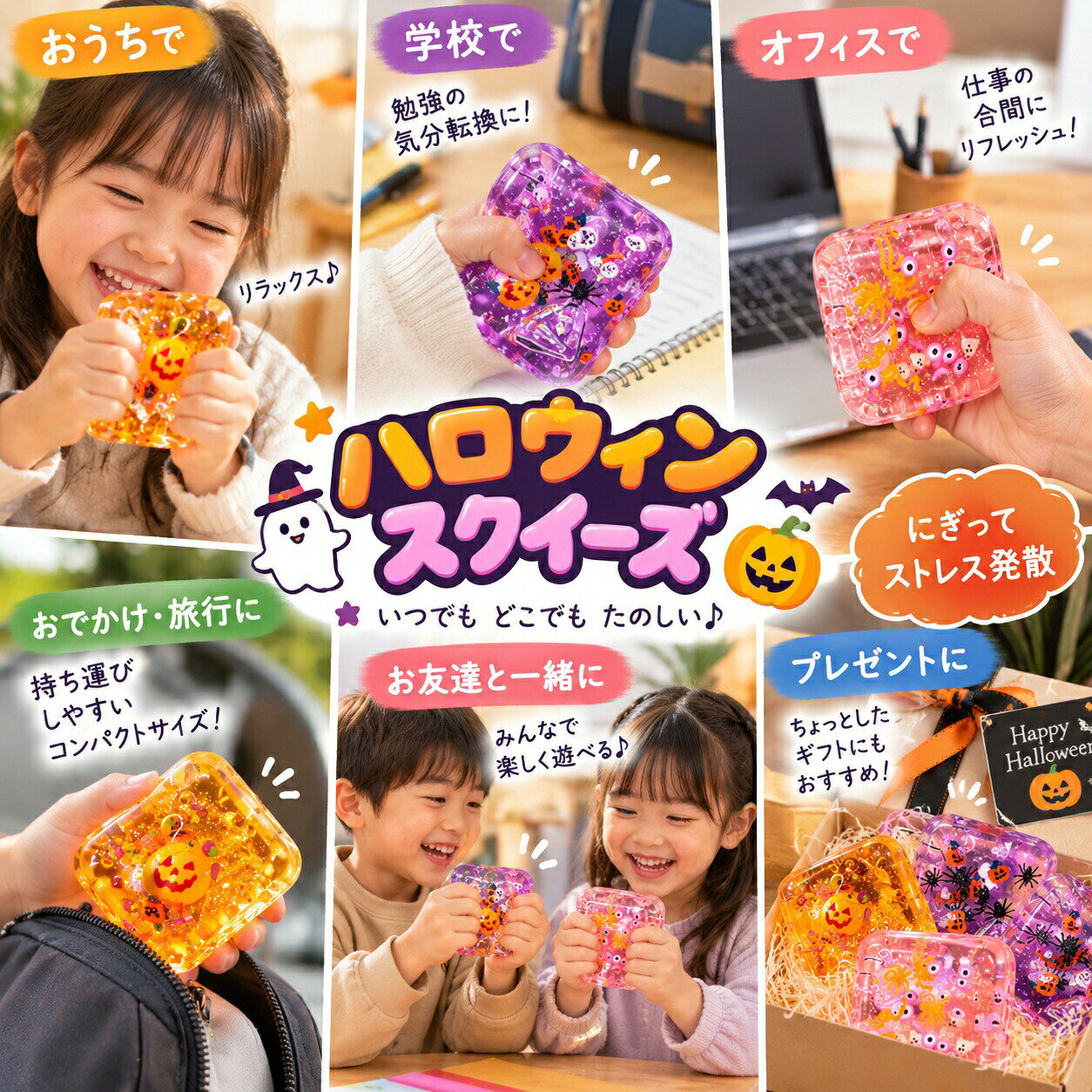 ハロウィン 水感スクイ一ズ 25種類 可愛い 低反発 おもちゃ もちもち 癒し 減圧 握る 柔らかい もちとろ 水感 粘着 触り心地 バッグチャーム弾力性抜群 おしゃれ 子供 男の子 女の子 ゲーム ギフト happypro-10008835 ハッピープロ サンプル画像3