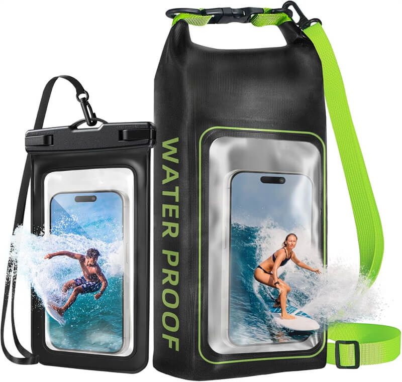 スマホ 防水ケース 防水バッグ 2個セット 防水ポーチ 携帯防水ケース IPX8認証 完全防水 水中撮影 高透過率 顔認証 タッチ快適 押し易いサイドボタン 2L大容量 潜水 海 水遊びをする 温泉 風呂 山登り 野外 釣り 雪遊び 海水浴