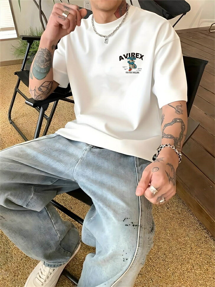 商品情報素材/材質コットン100％サイズ/寸法半袖Tシャツ サイズ表 / SIZE TABLE【サイズ】Sバスト：48cm／着丈：65cm／袖丈：20cm／肩幅：47cm身長目安：155〜160cm／体重目安：90〜100【サイズ】Mバスト...