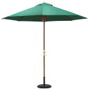 【P10倍:11/1 00:00 - 11/1 23:59】ガーデンパラソル おしゃれ 木製パラソル 270cm 大型 アウトドア 庭 カフェ UVカット 紫外線カット 高さ254cm グリーン