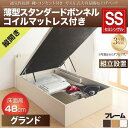 (組立設置付) セミシングルベッド マットレス付き 薄型スタンダードボンネルコイル 大容量跳ね上げベッド 縦開き(3)
