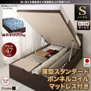 【SALE:6/12 20:00 - 6/22 01:59】(組立設置付) 跳ね上げ式ベッド シングル マットレス付き 薄型スタンダードボンネルコイル 縦開き・深さグランド(3)