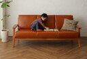 【SALE:8/11 20:00 - 8/24 01:59】3人掛けソファー おしゃれ 肘掛け付き 北欧インテリア 北欧家具 木肘レザーソファ