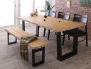 【SALE:8/11 20:00 - 8/24 01:59】ダイニングテーブルセット 6人掛け おしゃれ 5点セット(テーブル180+チェア3脚+3Pベンチ) ...