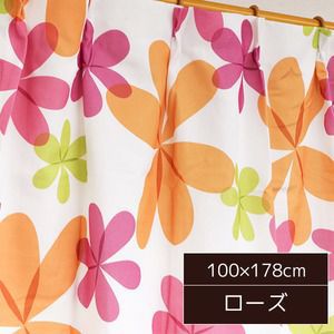 【SALE：2024/06/04 20:00 - 06/11 01:59】カーテン 子供部屋 幅100×178cm 2枚組 ローズ おしゃれ 北欧 かわいい