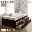【P10倍:6/22 20:00 - 6/27 01:59】すのこベッド ショート丈セミシングル マットレス付き 日本製薄型ポケットコイル 収納付き お客様組立