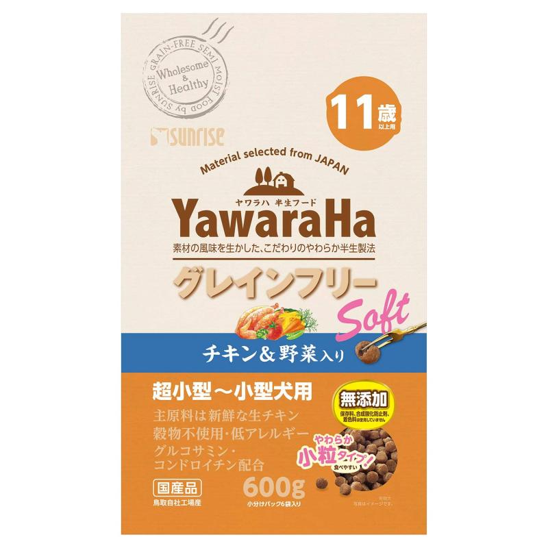 マルカン ドッグフード ヤワラハ グレインフリー ソフト チキン&野菜入り 11歳以上用 600g