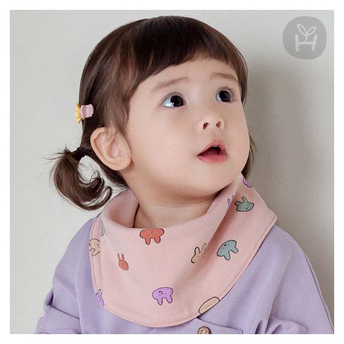 りり リバーシブル バナナスタイ ベビービブ よだれかけ 両面ビブ 赤ちゃんスカーフ 出産祝い 保育園 幼稚園 ピンク 紫 ウサギ柄 チェック柄