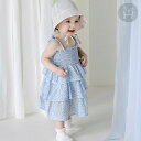 デミ ベビー ワンピース ブルー ドレス ベビー バカンスコーデ フラワー ドット ティアード ワンピ 赤ちゃん ワンピース ベビーワンピ かわいい カジュアル