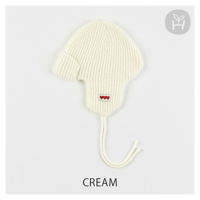 ミロピ ニット ベビー トラッパーハット ニット帽 ラベルポイント アイボリー ホワイト ニットハット 帽子 赤ちゃん 防寒 冬物 冬のお出かけ あったか 防寒グッズ 冷え対策 保温