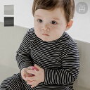 フリーン モックネック ベビー Tシャツ 黒ボーダー 長袖 レイヤード ベーシック シンプル 白黒 赤ちゃん トップス カジュアル カットソー 秋 冬