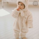 アーロン フリース つなぎ ベビー ジャンプスーツ 暖かい クマさん ポケット アイボリー ボア ふわふわ 赤ちゃん 防寒 冬物 冬のお出かけ あったか 防寒グッズ 冷え対策 保温