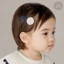 メイビー ベビー ヘアクリップ セット 2点セット チャーム付き リボンピン フラワー ネイビー ヘアアクセサリー 赤ちゃん アクセサリー 髪飾り ベビー アク...