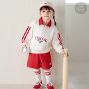 リーガン スリーピース セットアップ レッド FEELING Love アイボリー ネイビー バイカラー トレーナー ハーフパンツ 赤ちゃん トップス ボトムス カジュアル スポーツ 部屋着