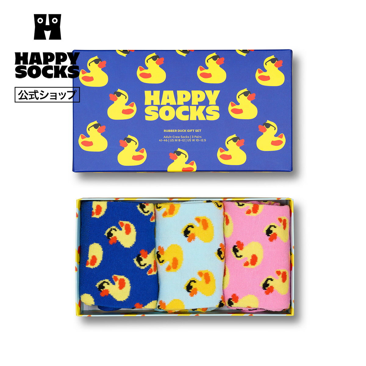 Rakuten - Happy Socks 公式 【GIFT BOX】【3足セット】クルー丈 ソックス ラバーダック / ハッピーソックス ソックス 靴下 メンズ レディース ユニセックス ギフト プレゼント 柄 オシャレ