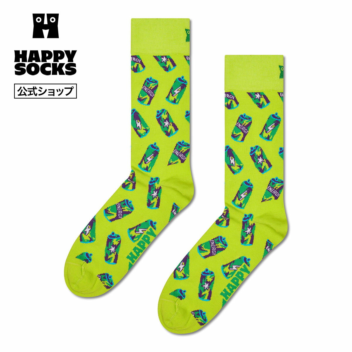 Happy Socks 公式 クルー丈 ソックス エナジードリンク / ハッピーソックス ソックス 靴下 メンズ レディース ユニセックス ギフト プレゼント 柄 オシャレ