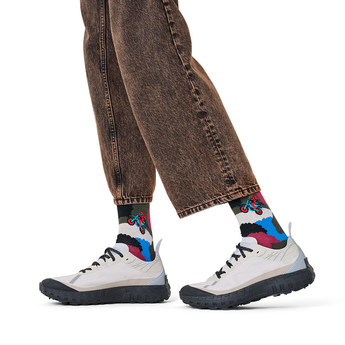 Happy Socks 公式 クルー丈 ソックス モーターバイクスピード / ハッピーソックス ソックス 靴下 メンズ レディース ユニセックス ギフト プレゼント 柄 オシャレ