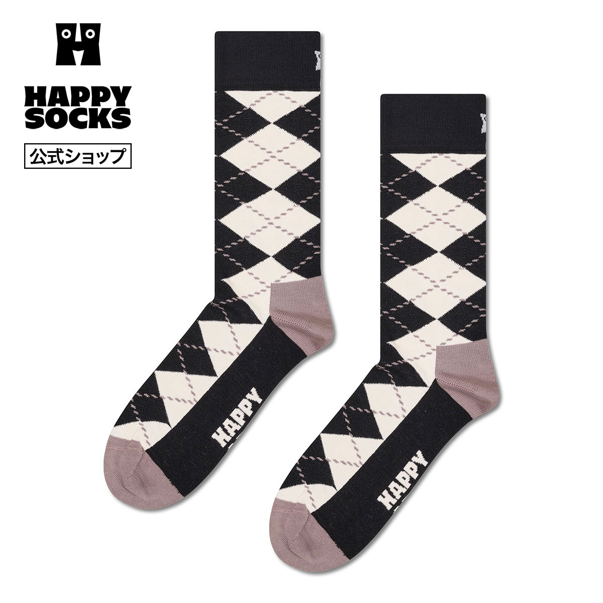 Happy Socks 公式 クルー丈 ソックス アーガイル / ハッピーソックス ソックス 靴下 メンズ レディース ユニセックス ギフト プレゼント 柄 オシャレ