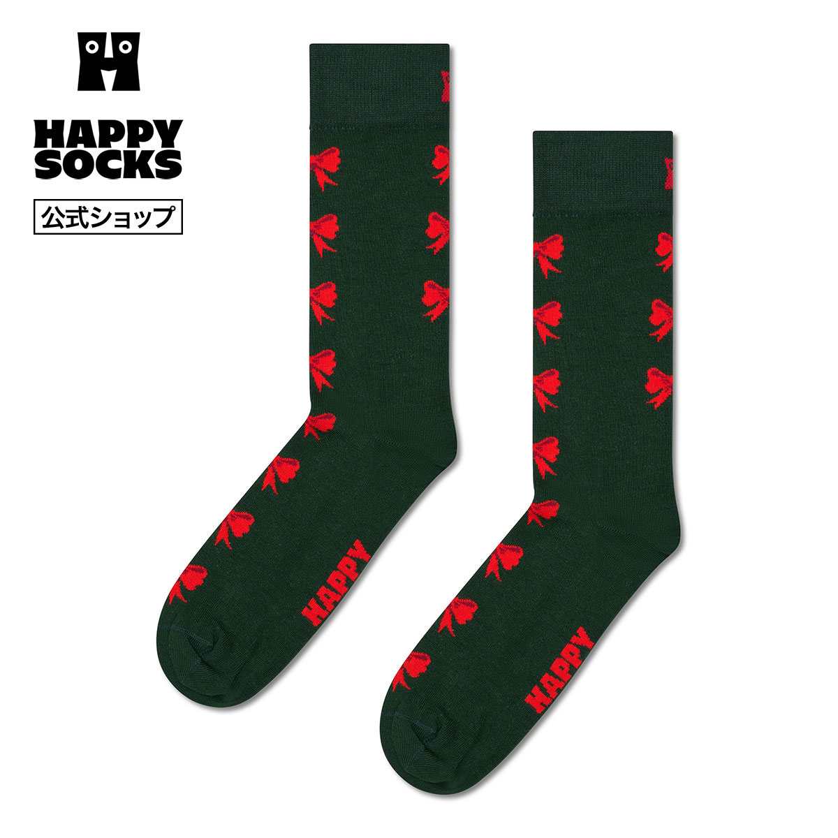 Happy Socks 公式 クルー丈 ソックス リボン / ハッピーソックス ソックス 靴下 メンズ レディース ユニセックス ギフト プレゼント 柄 オシャレ