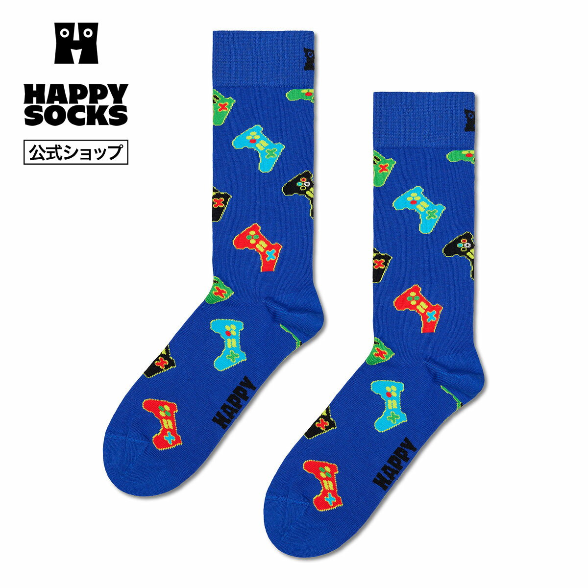 Happy Socks 公式 クルー丈 ソックス コントローラー / ハッピーソックス ソックス 靴下 メンズ レディ..