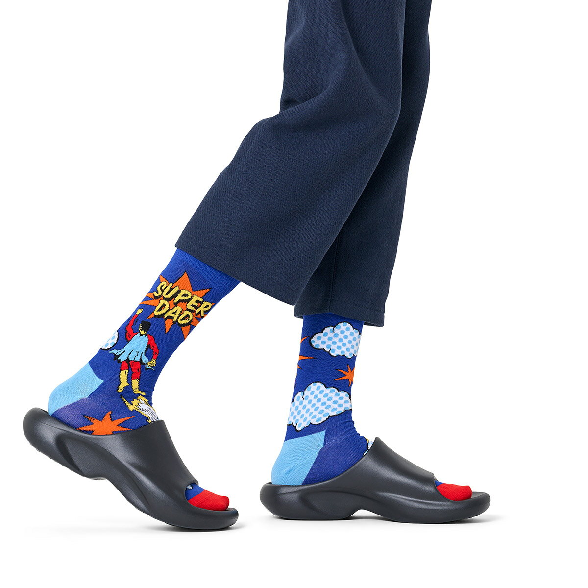 Happy Socks 公式 クルー丈 ソックス フライング スーパー ダッド / ハッピーソックス ソックス 靴下 メンズ レディース ユニセックス ギフト プレゼント 柄 オシャレ 父の日 バースデーギフト 誕生日プレゼント