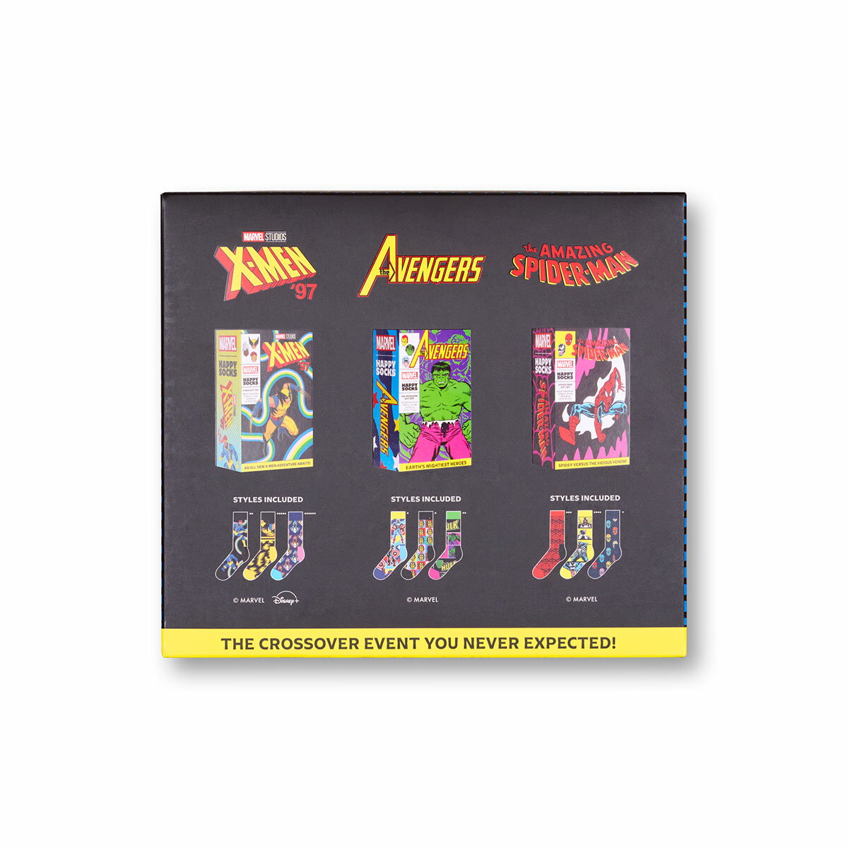 Happy Socks 公式 【MARVEL×Happy Socks】【GIFT BOX】【9足セット】クルー丈 ソックス マーベル コレクターズ / ハッピーソックス ソックス 靴下 メンズ レディース ユニセックス ギフト プレゼント 柄 オシャレ コラボ