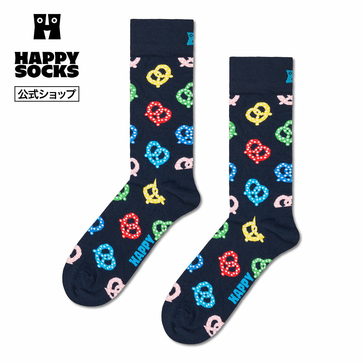 Happy Socks 公式 クルー丈 ソックス プレッツェル / ハッピーソックス ソックス 靴下 メンズ レディース ユニセックス ギフト プレゼ..