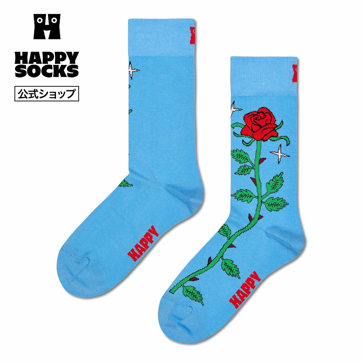 Happy Socks 公式 クルー丈 ソックス ローズ / ハッピーソックス ソックス 靴下 メンズ レディース ユニセックス ギフト プレゼント 柄 オシャレ バレンタイン