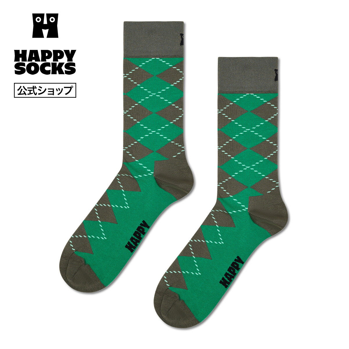 Happy Socks 公式 クルー丈 ソックス アーガイル / ハッピーソックス ソックス 靴...