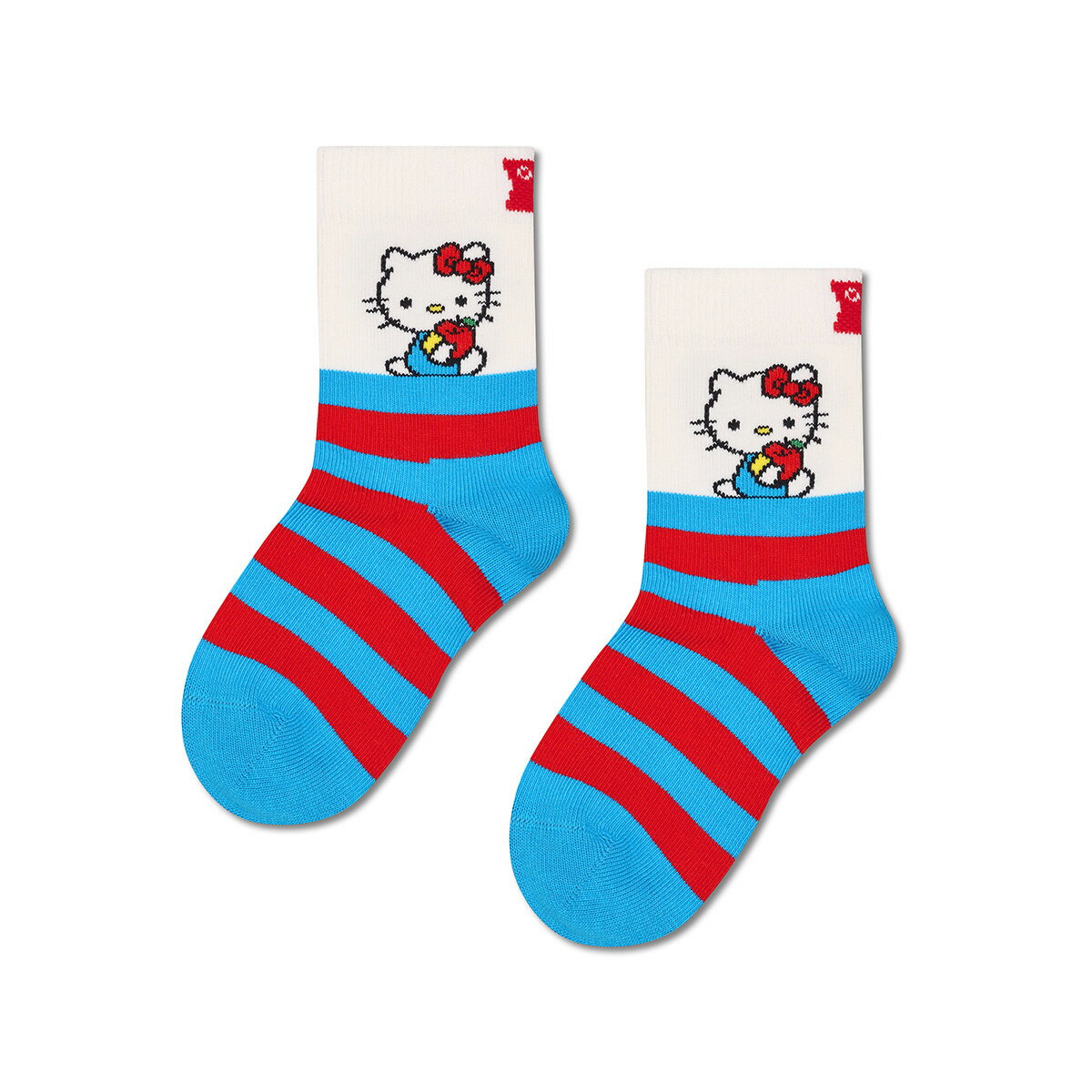 Rakuten - Happy Socks 公式 【Hello Kitty×Happy Socks】【キッズ】クルー丈 ソックス ハローキティ ストライプ / ハッピーソックス ソックス 靴下 キッズ ユニセックス ギフト プレゼント 柄 オシャレ コラボ キティちゃん
