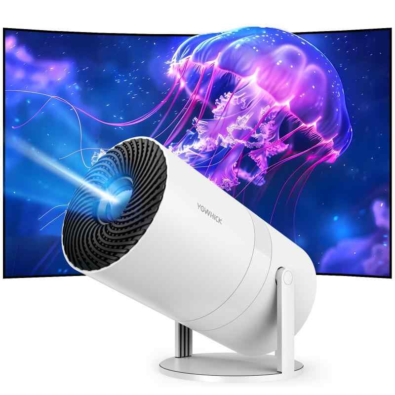 YOWHICK プロジェクター 家庭用 2026年最新進化・Android TV搭載・270°回転 天井投影 27000LM フルHD プロジェクター 小型 Wi-Fi 自動台形補正 Bluetooth5.4 内蔵HiFiスピーカー スマホ/PC/Swi