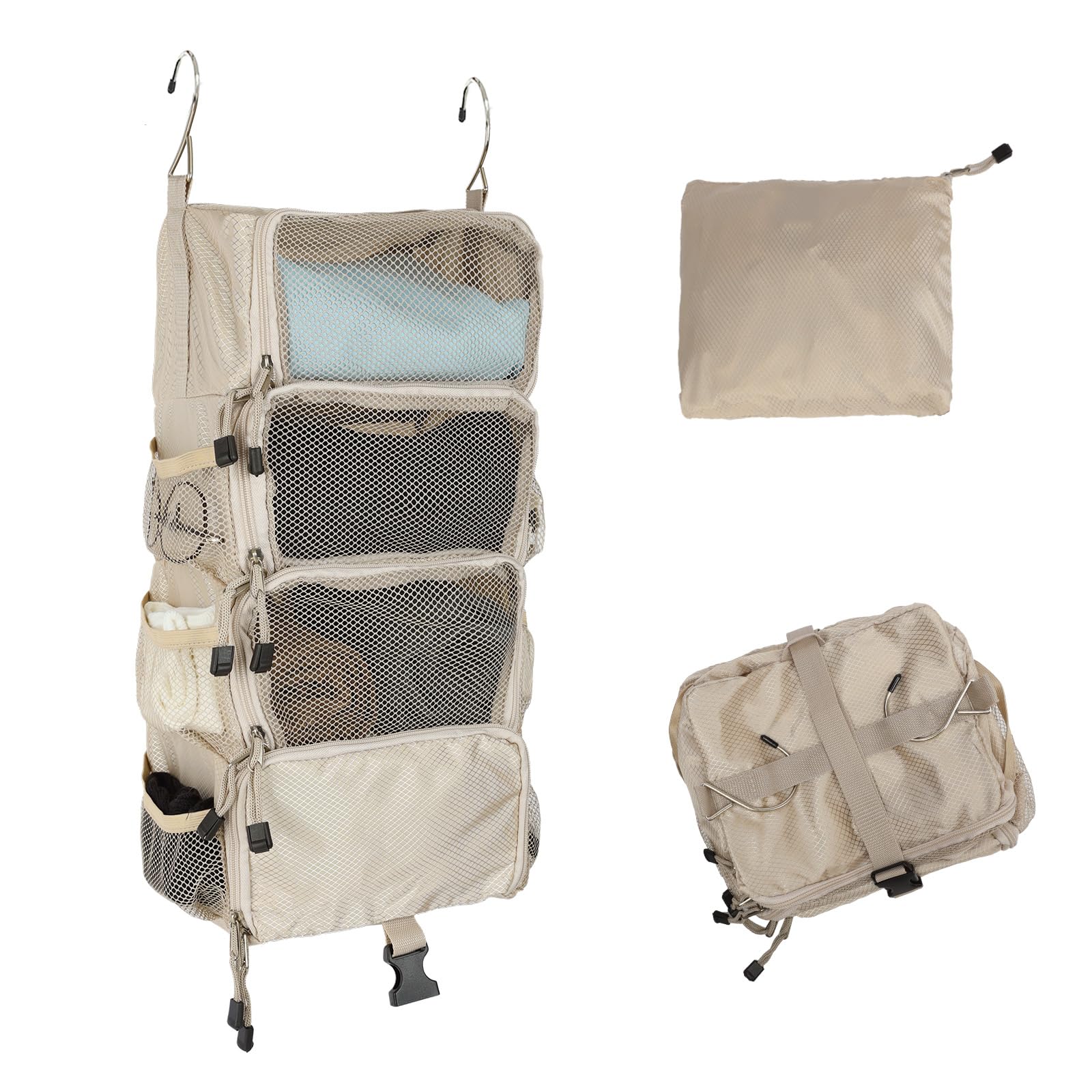 ・素材:厚さ141G/ (従来品105G/ からアップグレード) ・構造:4段 ・機能:圧縮機能付き ・機能:吊り下げ式(壁掛け可能) ・機能:折り畳み式 ・仕様:底部PVCプラスチック板入り