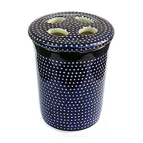 陶器の歯ブラシスタンド ドットパターン