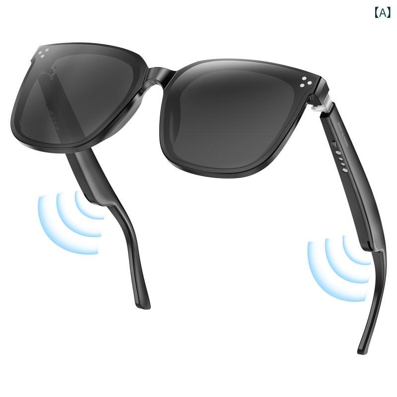 Sunglasses - スマートグラス 偏光サングラス ブルートゥース 偏光レンズ ハンズフリー オープンイヤー 紫外線カット 通話 運転 音楽再生 スピーカー搭載 高音質接続 眩しさ軽減 クリアな視界 ドライブ フィッシング 屋外作業 サイクリング 散歩 ウェアラブル デバイ