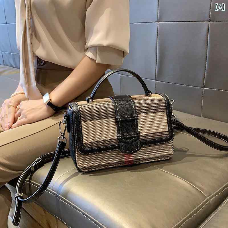 ショルダーバッグ レディース 斜めがけ 格子柄 レザー調 2way 自立 軽量 お出かけ スクエアバッグ ハンドバッグ 通勤 背面ポケット ファスナー付き マチ広 小さめ ポシェット サブバッグ ミニバッグ 通学 旅行 デート 女子会 30代 40代