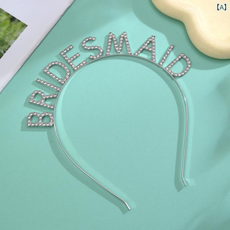 カチューシャ ウェディング ブライダル 結婚式 ヘッドドレス ラインストーン TEAM BRIDE アルファベット ロゴ入り ブライズメイド パーティー 二次会 披露宴 前撮り ヘアアクセサリー 髪飾り 撮影 合金 プレ花嫁