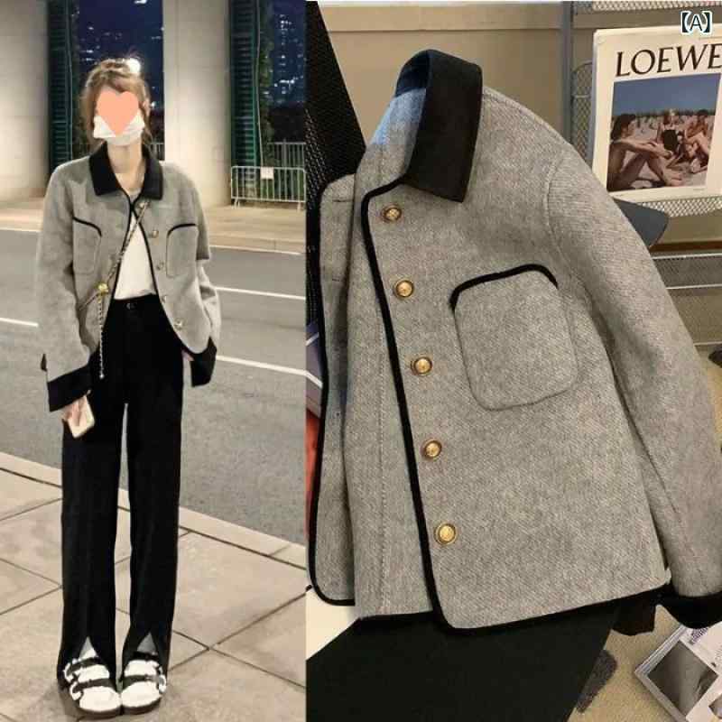 コート レディース ウール カシミヤ ショートコート 金ボタン ダブルフェイス フレンチスタイル アウター リバーコート カジュアル フォーマル 入学式 卒業式 七五三 お宮参り 暖かい 防寒 軽い 防風 通勤 通学 秋冬 ジャケット 無地 シンプル