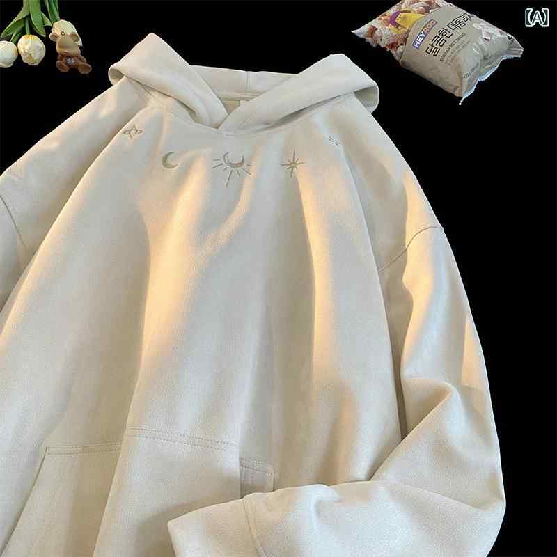 パーカー メンズ レディース オーバーサイズ 刺繍 プルオーバー 長袖 フーディー ビッグシルエット ゆったり レトロ ストリート系 トップス スウェット 大きいサイズ 男女兼用 ブラック 無地 春秋冬 カジュアル