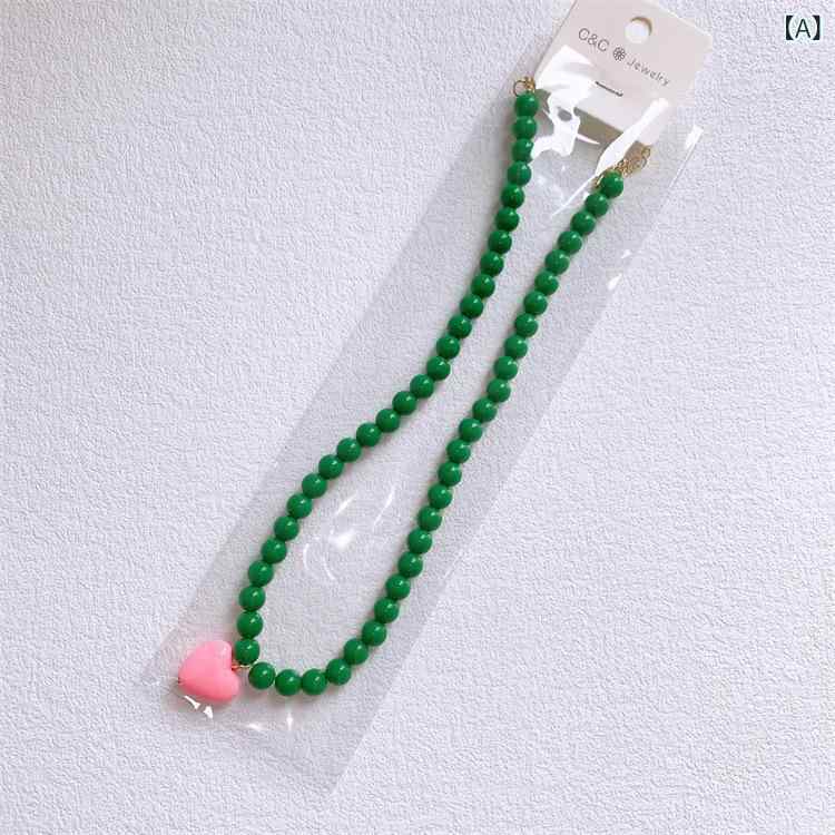 Choker - ネックレス 女の子 キッズ チョーカー ビーズネックレス アクセサリー フラワーハートモチーフ 樹脂パール使い 子供用ジュエリー 七五三発表会結婚式用 誕生日プレゼント ギフト贈り物 鎖骨チェーン